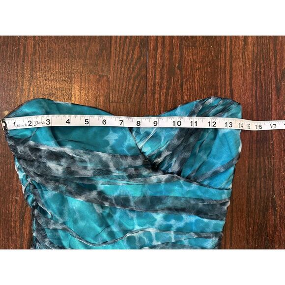 Vintage Y2K Teeze Me Black and Blue Animal Print Strapless Dress Size Small - Picture 8 of 12